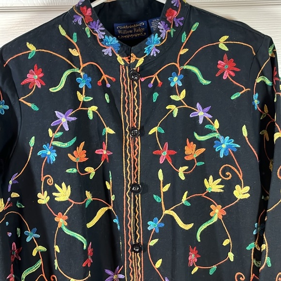 EXC Embroidered Jacket Vintage Embellished Floral Women’s Petite PL Cotton - Picture 3 of 16